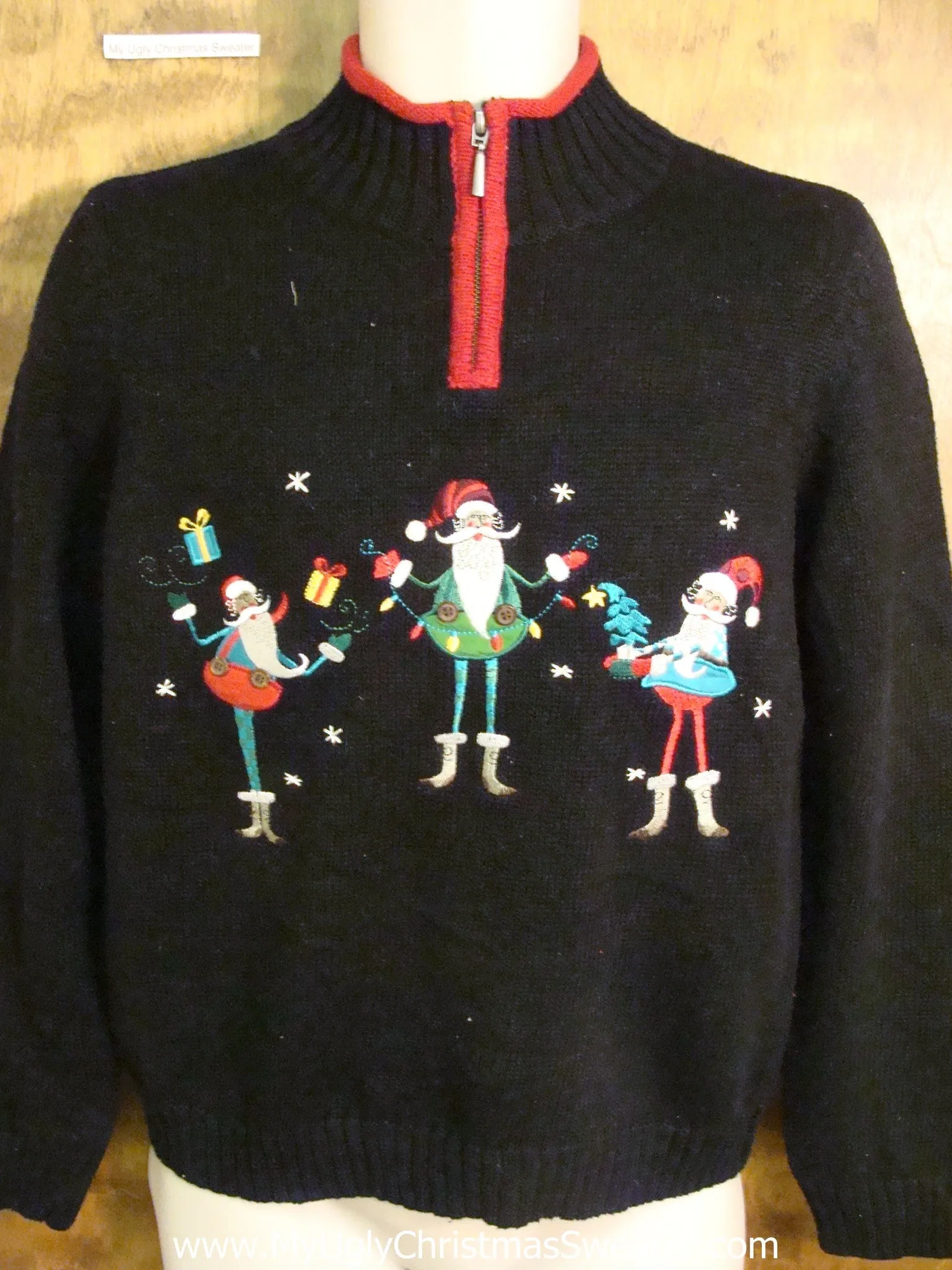 Three Cute Elves Funny Christmas Sweater