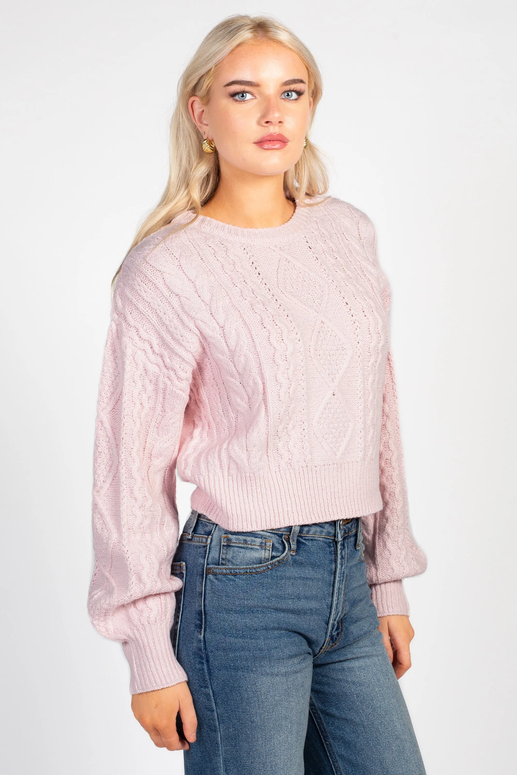 Tori Classic Cable Knit Cropped Sweater