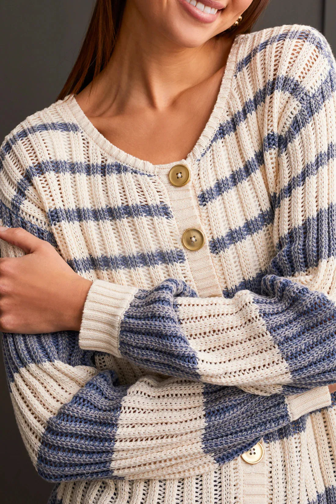 Tribal Wear Two Ways Crew Neck/Cardigan Sweater in Blue Jay