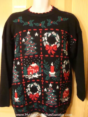 Ugly Christmas Sweater 80s Grid of Crazy Fun