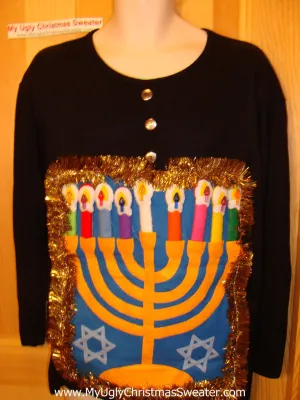 Ugly Christmas Sweater Party Hanukkah Sweater (j88)