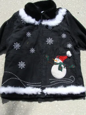 Ugly Christmas Sweater Party Jumper with Festive Red Cap Snowman