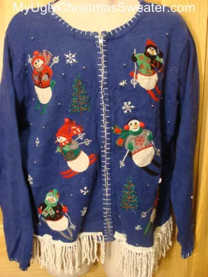 Ugly Christmas Sweater with Skiing Snowmen