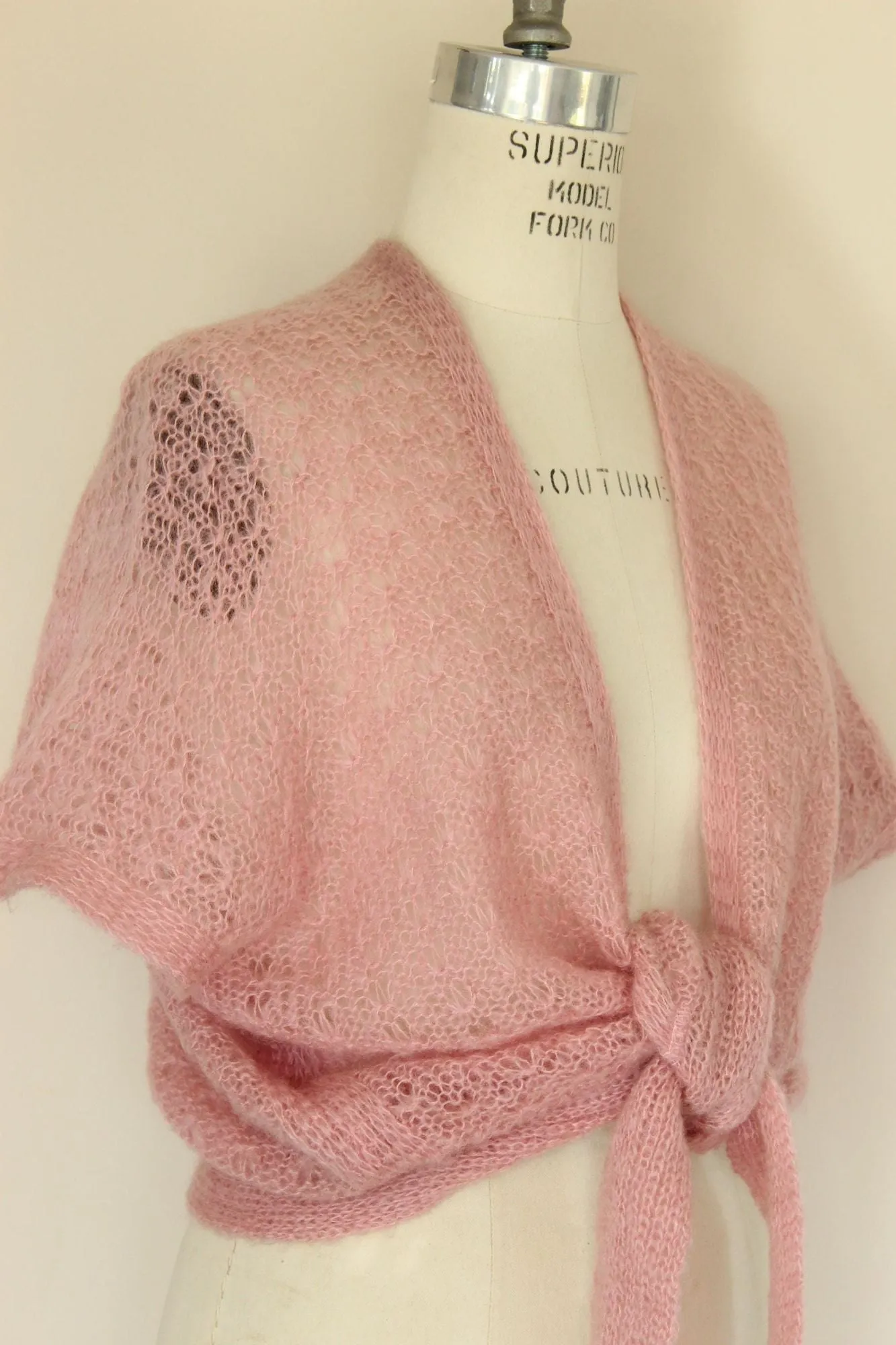 Vintage 1990s 2000s Pink Knit Wrap Cardigan