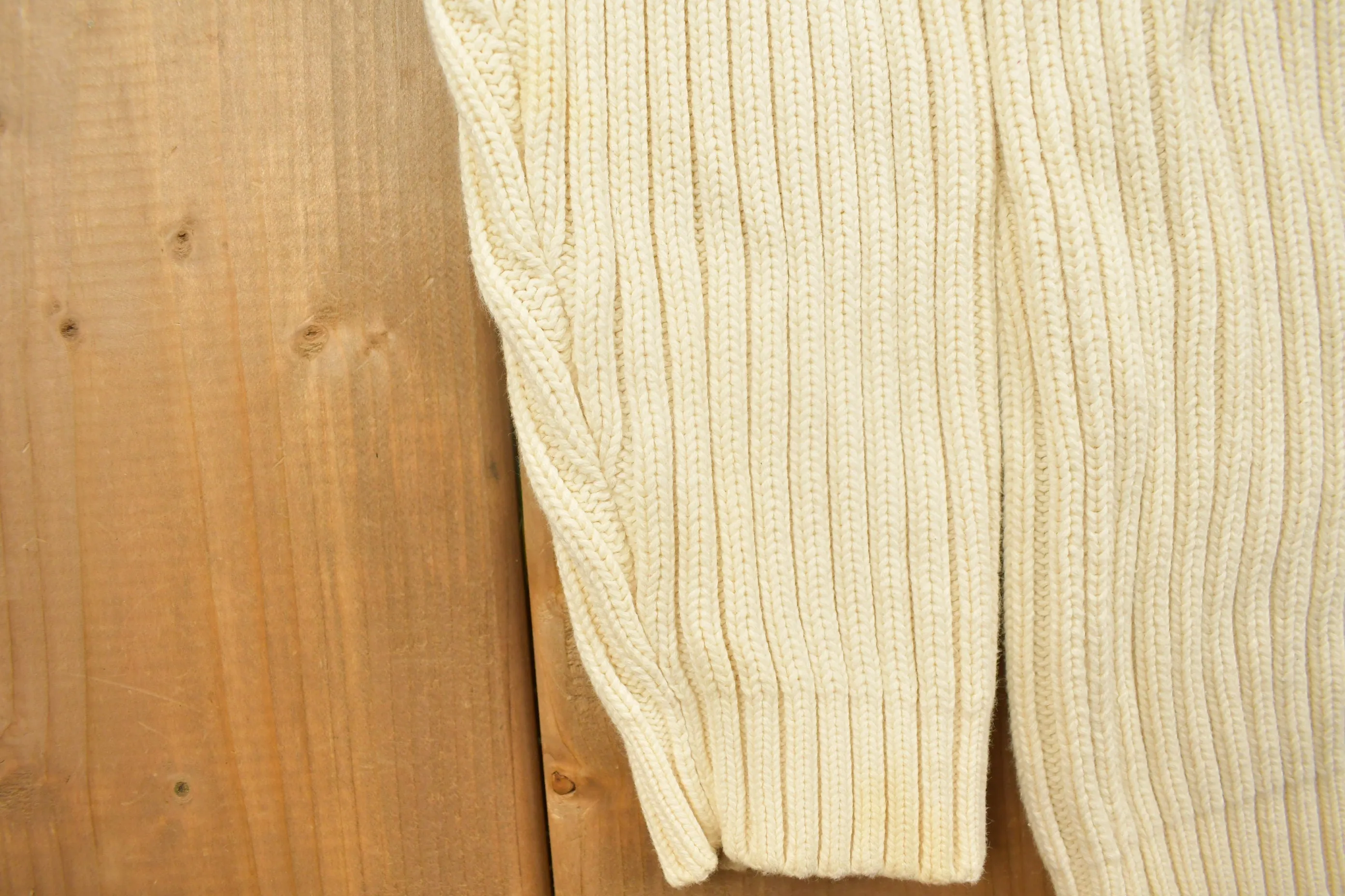 Vintage 1990s Lands End Cream 3D Cable Knit Sweater