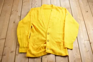 Vintage 1990s Yellow Knitted Cardigan Sweater