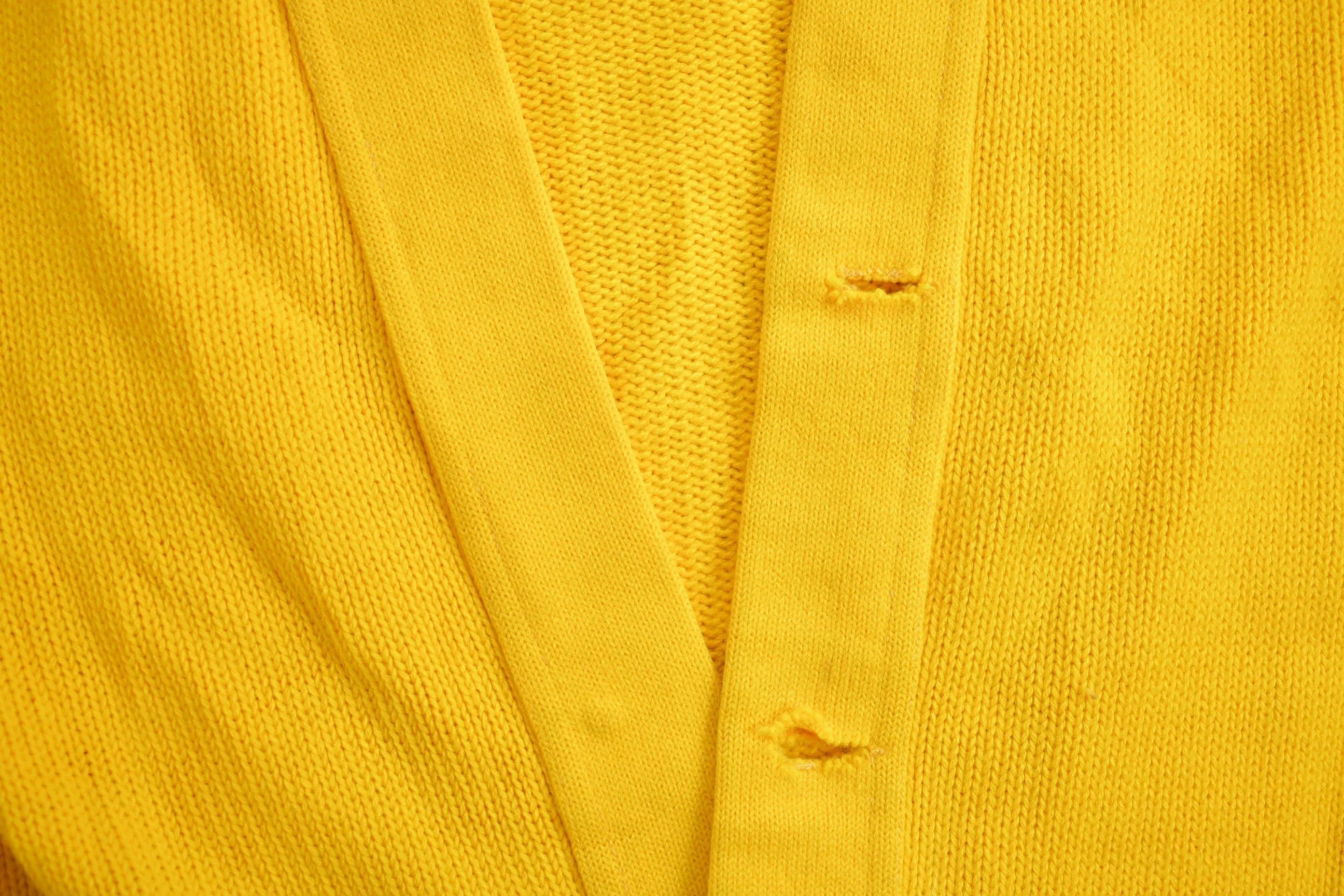 Vintage 1990s Yellow Knitted Cardigan Sweater