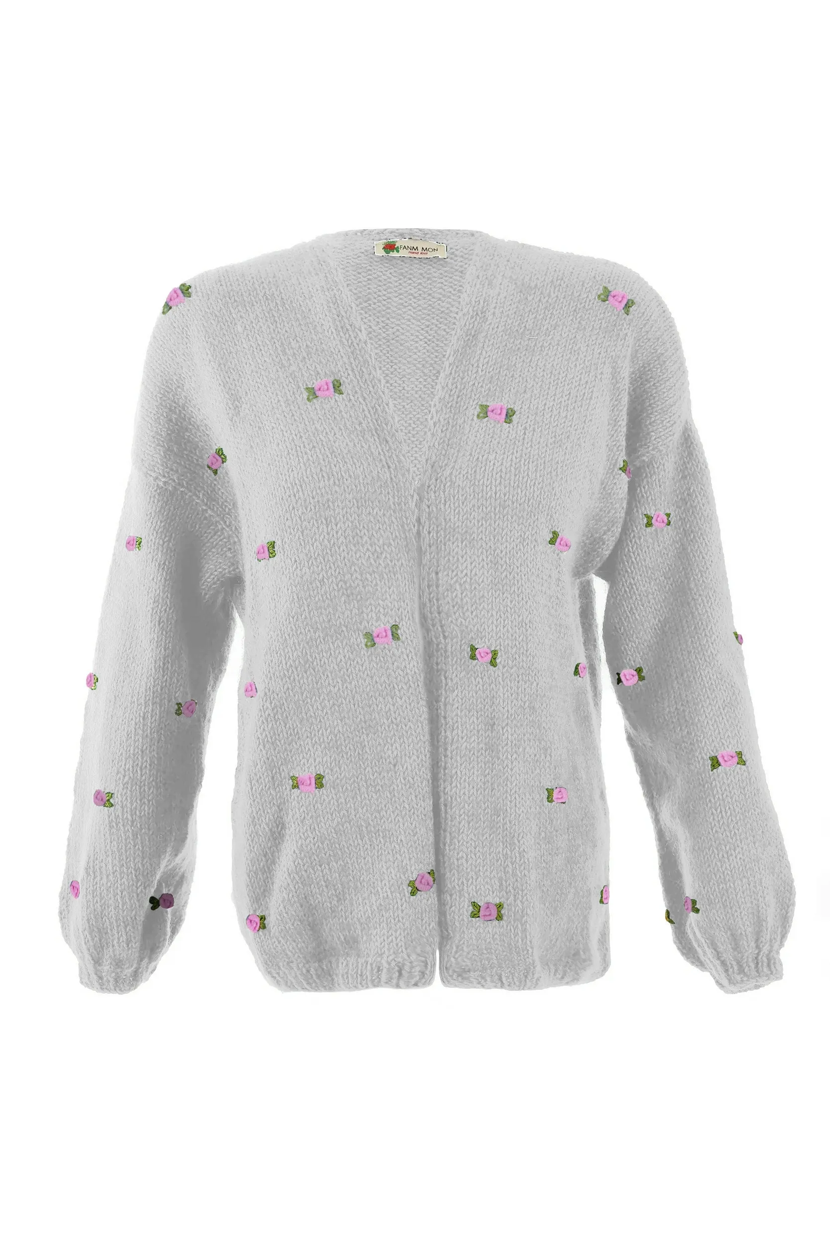 WINTER BLOOM PINK ROSE Wool Cardigan