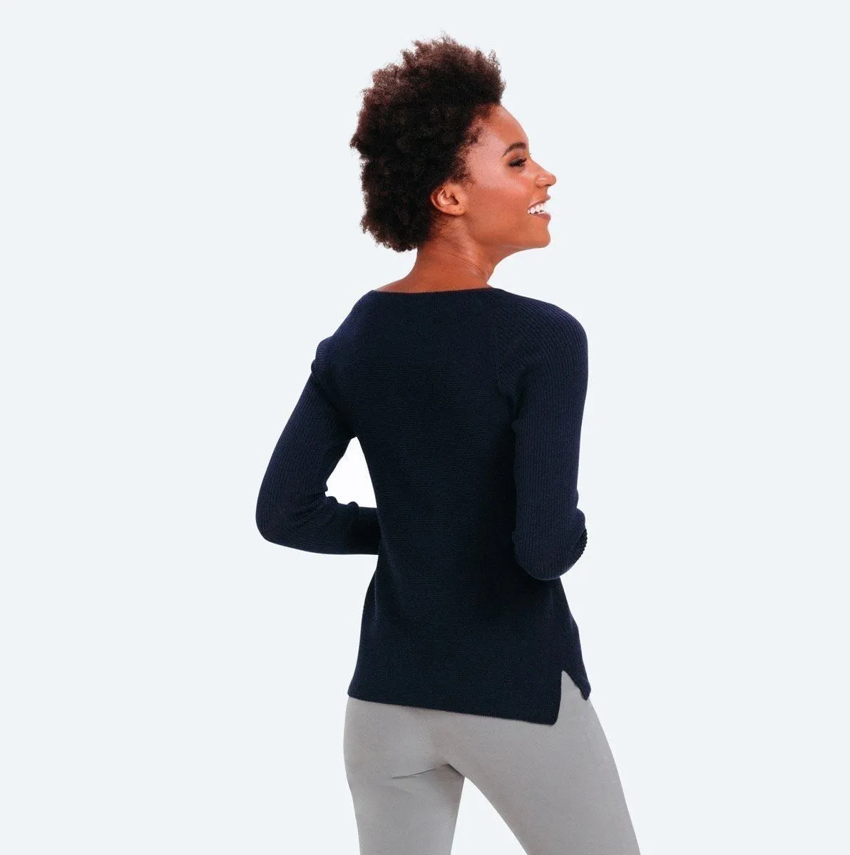 Women's 3D Print–Knit Merino Crew - Navy