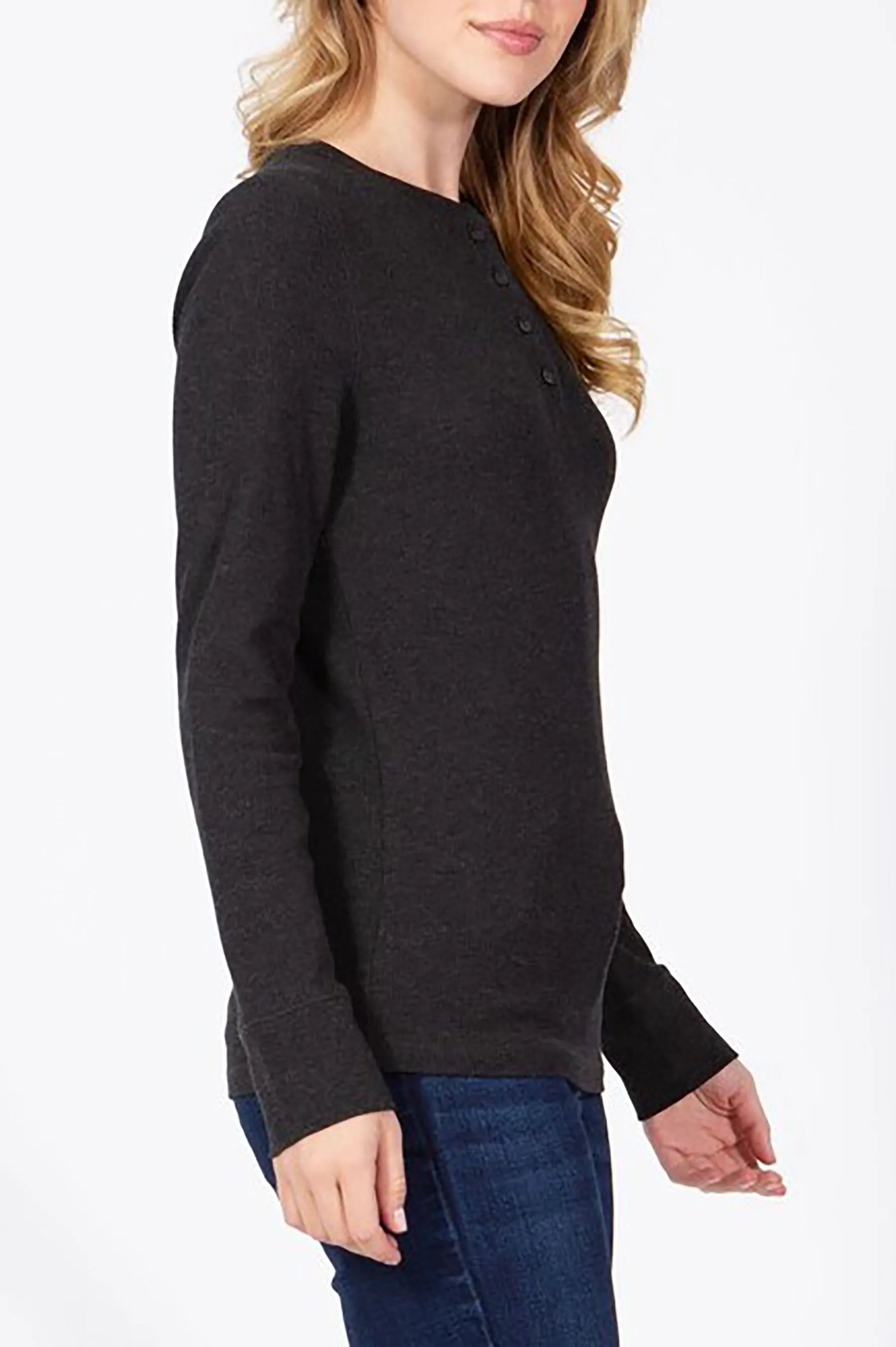 Women's Casual Long Sleeve Henley Neck Thermal Top