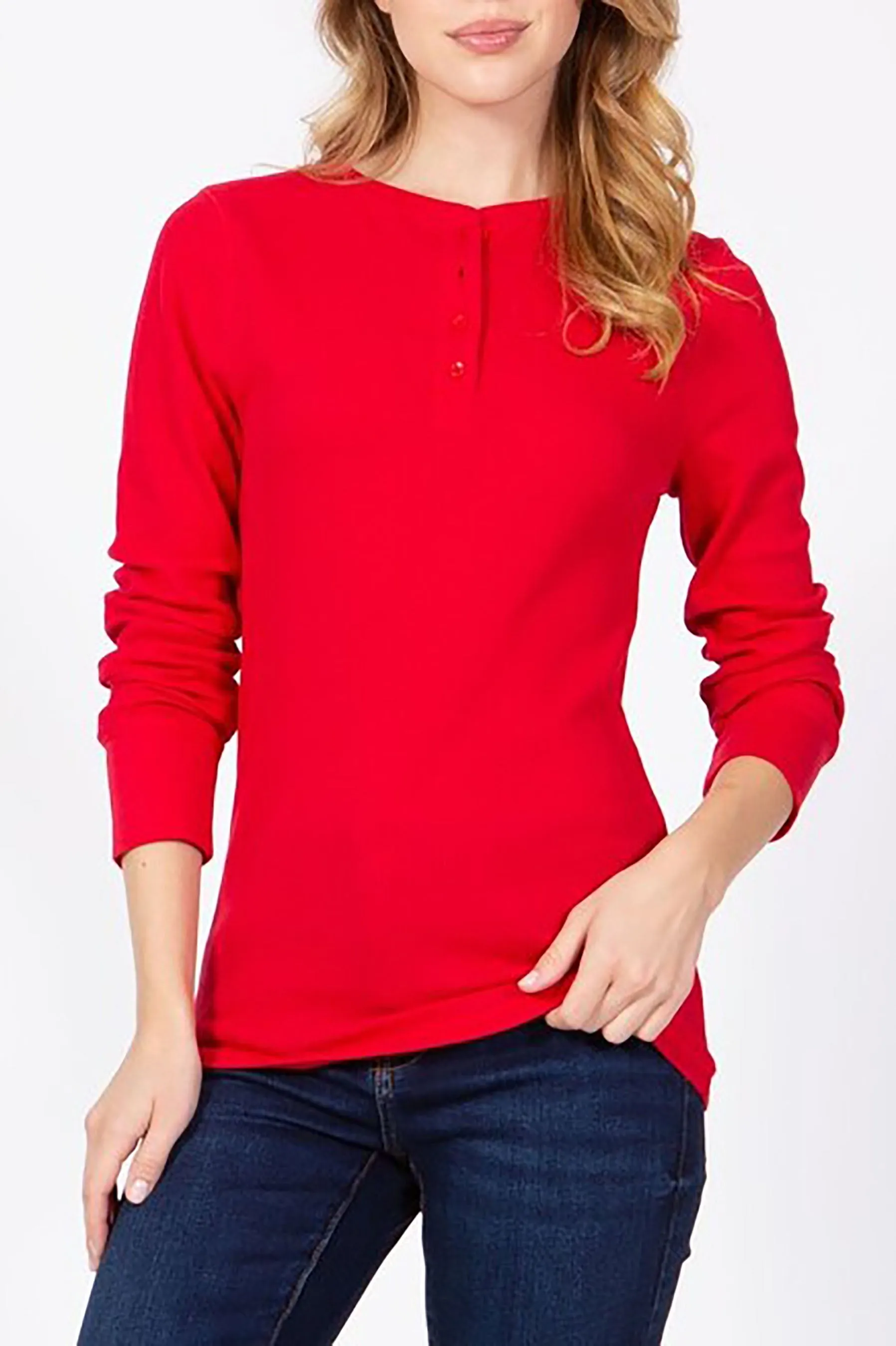 Women's Casual Long Sleeve Henley Neck Thermal Top