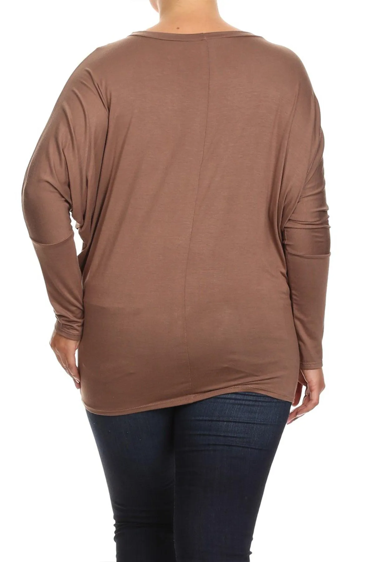 Women's Plus Size Casual Solid Jersey Knit Dolman Tunic Top Made in USA