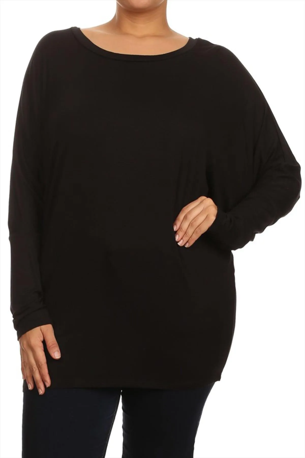 Women's Plus Size Casual Solid Jersey Knit Dolman Tunic Top Made in USA