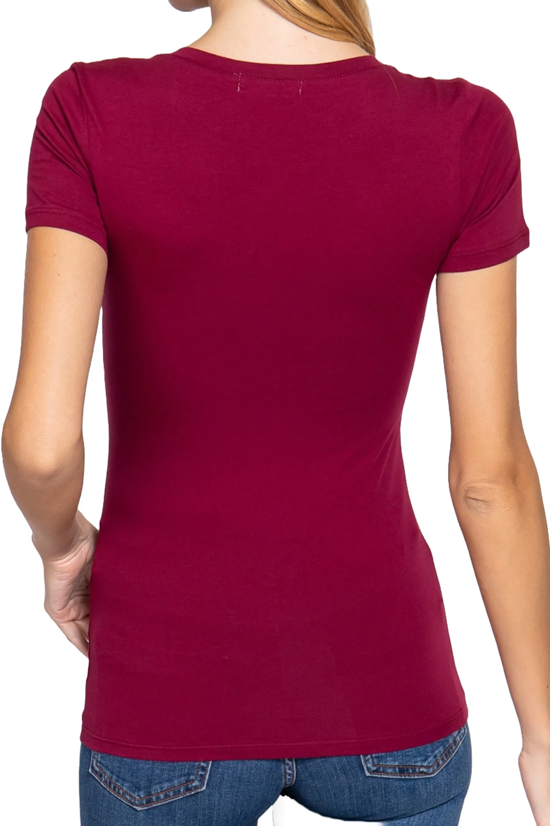 Women's Short Sleeve Scoop Neck Cotton Jersey Top - Soft and Stretchy 2-Pack