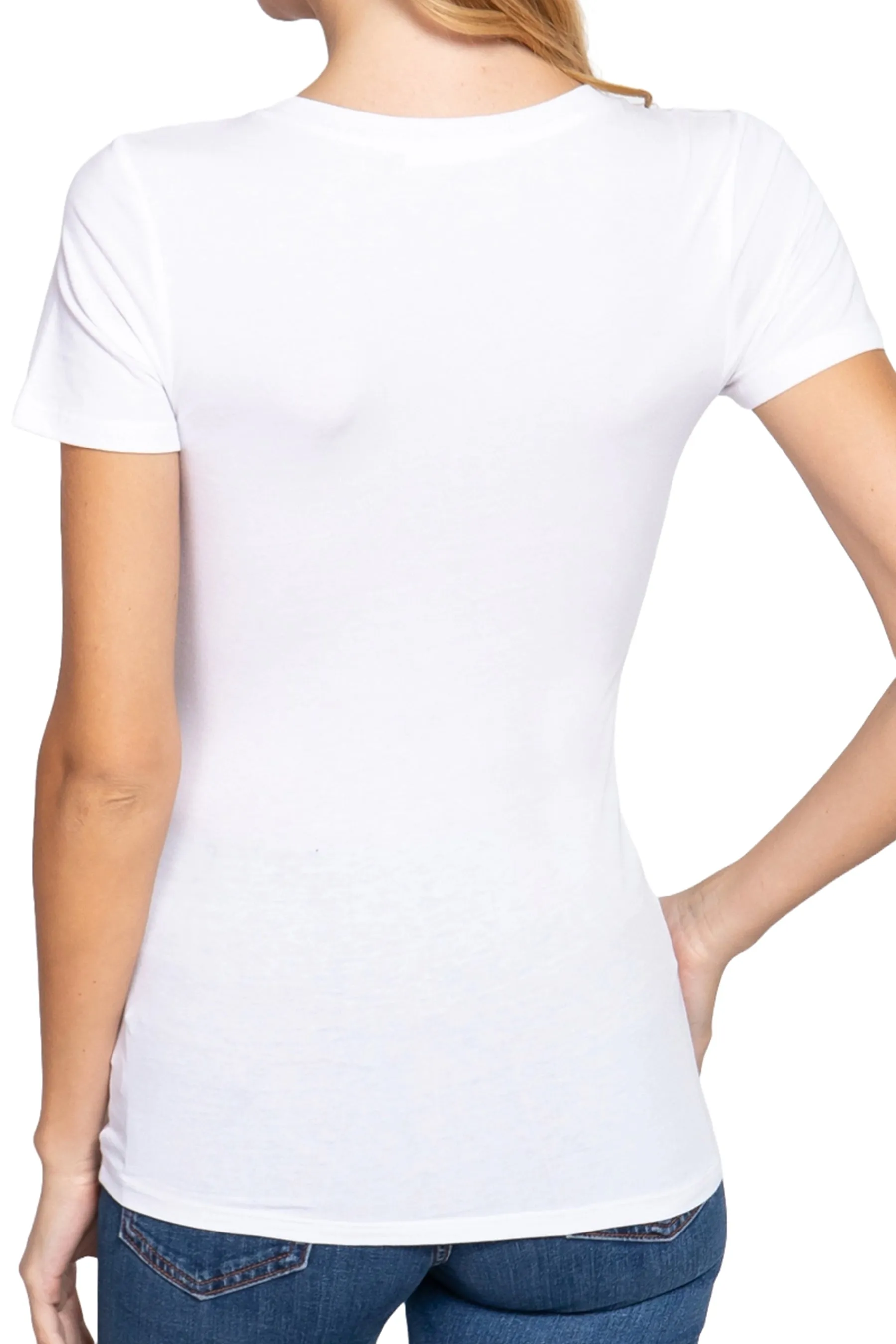 Women's Short Sleeve Scoop Neck Cotton Jersey Top - Soft and Stretchy 2-Pack