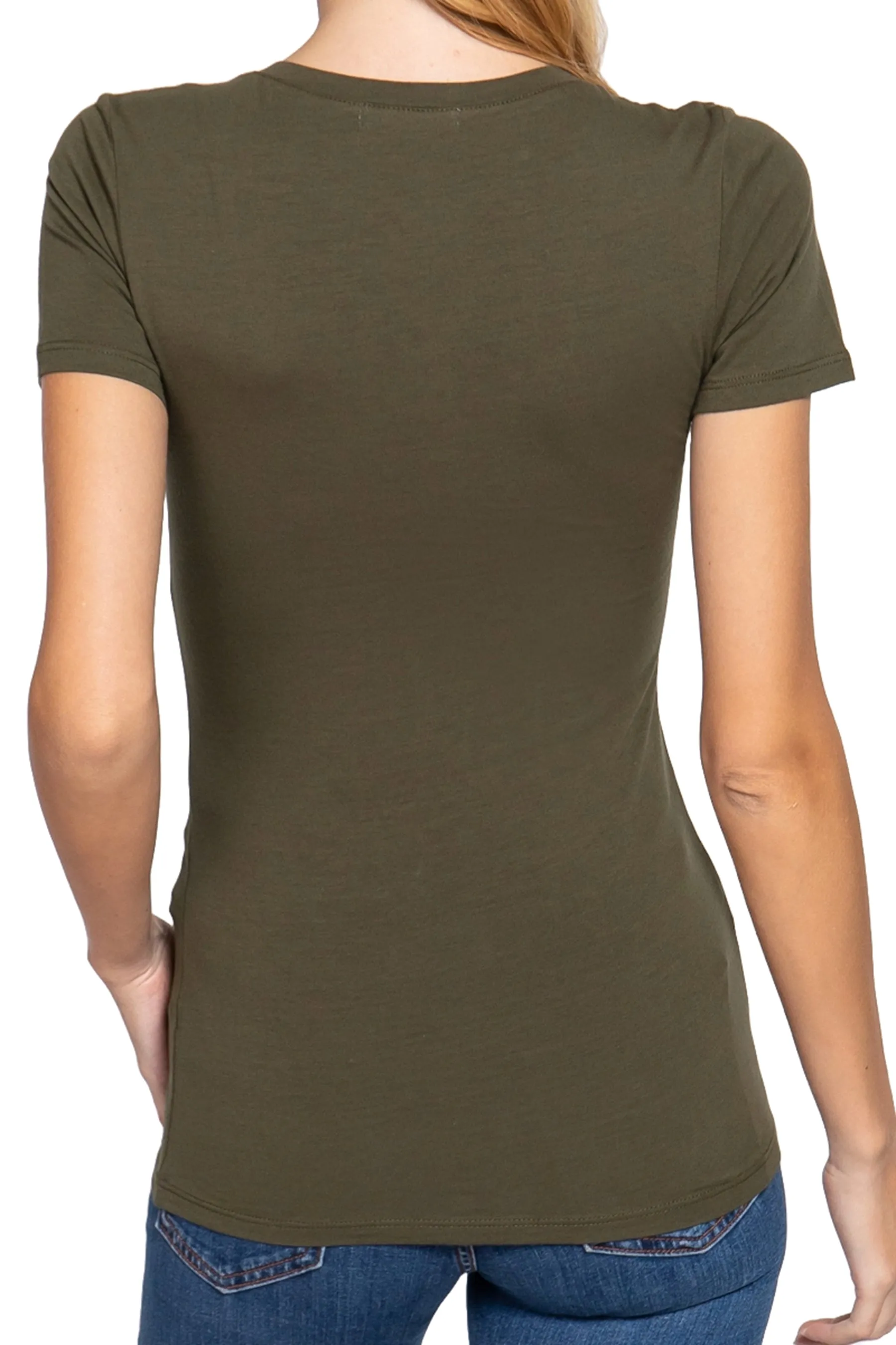 Women's Short Sleeve Scoop Neck Cotton Jersey Top - Soft and Stretchy 2-Pack