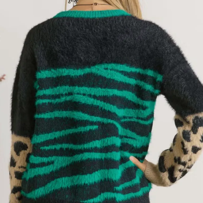 Zebra State of Mind Fuzzy Sweater Top